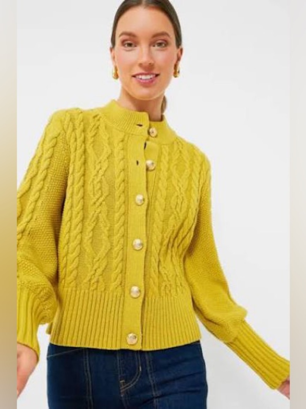 Tuckernuck Chartreuse Yellow Colette Cardigan, size XS